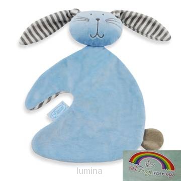 Konijn tutdoek blauw God zorgt