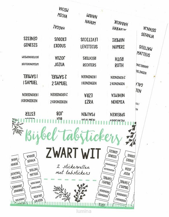 Bijbel tabstickers zwart wit