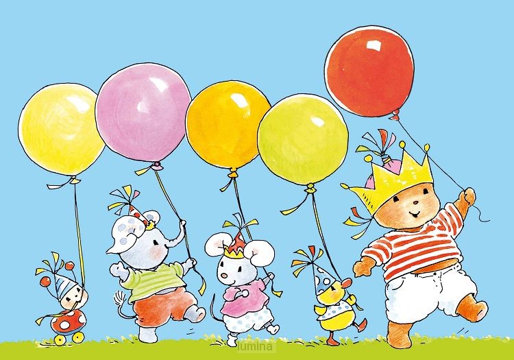 Ansichtkaart 15x10,5 bobbi met ballonnen