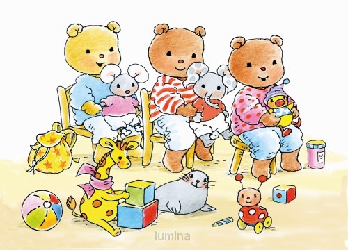 Ansichtkaart 15x10,5 bobbi in kring