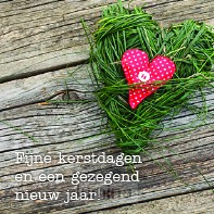 Kerstkaart hart in gras