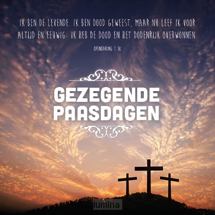 Kaart gezegende paasdagen Openb 1:18