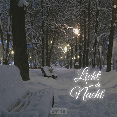Kerstkaart licht in de nacht