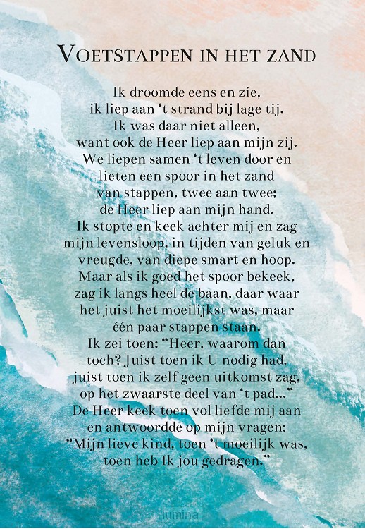 Wenskaart voetstappen in het zand