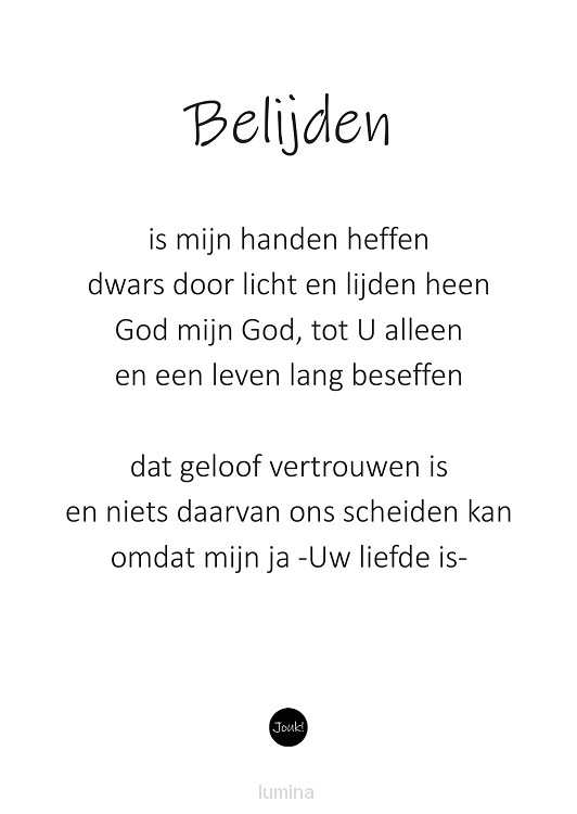 Kaart ''Belijden''