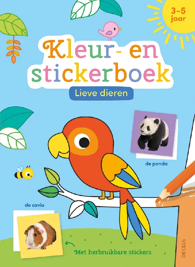 kleur- en stickerboek Lieve dieren / 3-5