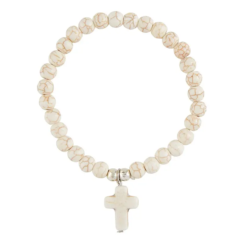 Cross stone bracelet White