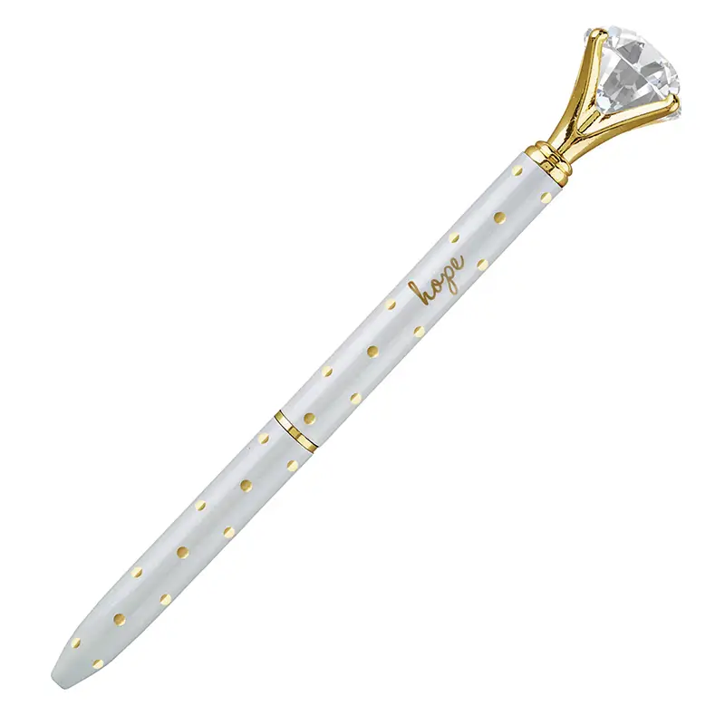 Gold dot gem pens white/gold hope