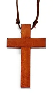 Cross Wood 2,5cm on Leather Cord