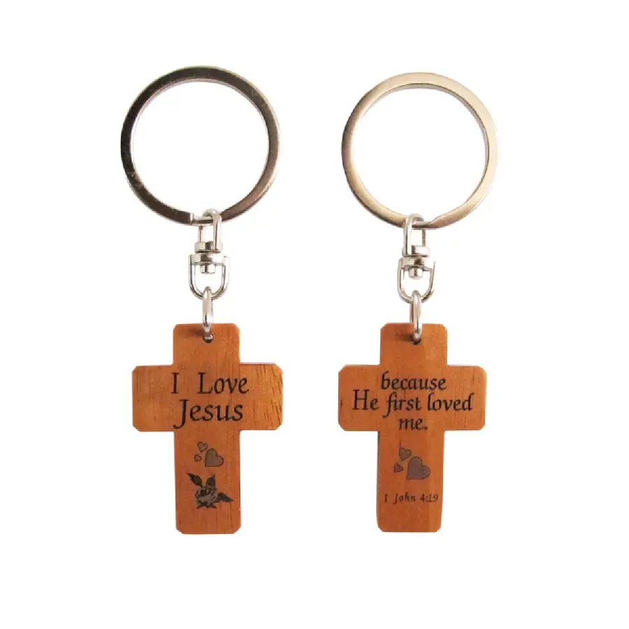 Keyring 2 sided cross He first loved