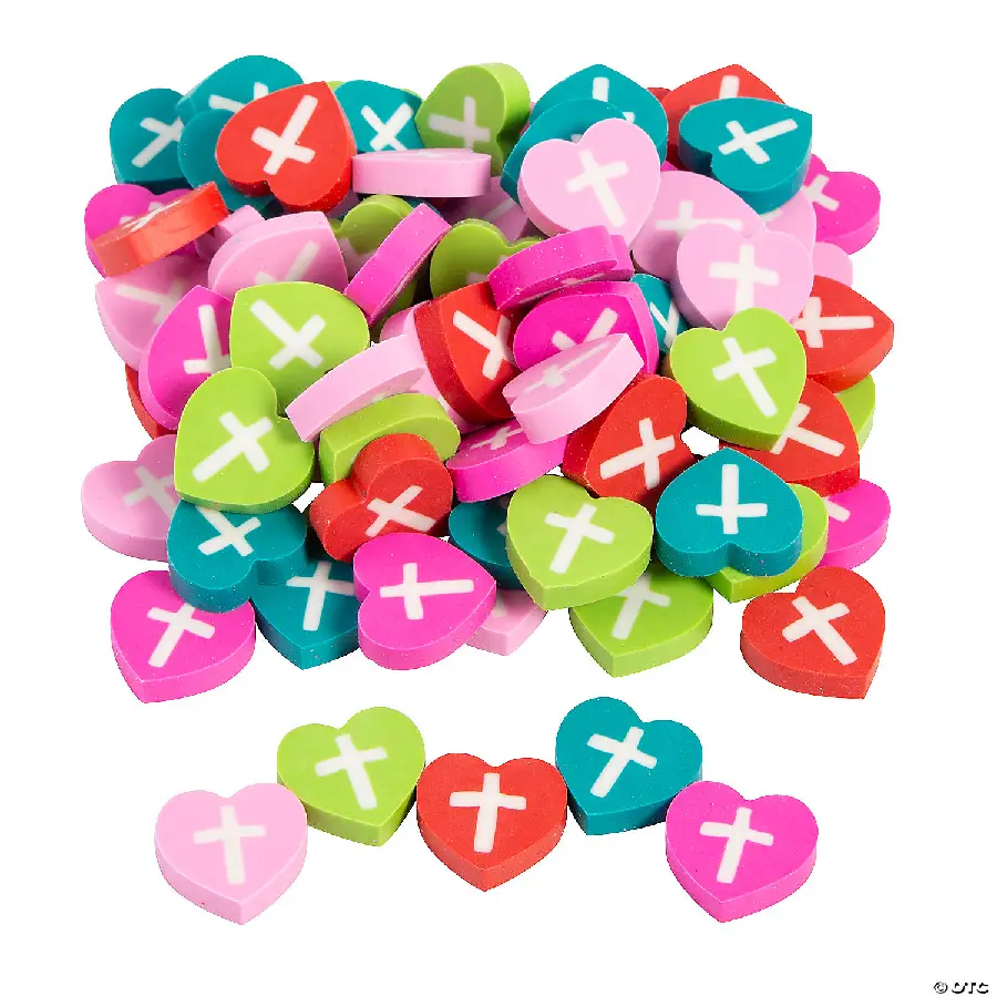 Mini eraser Mini heart/Cross eraser set