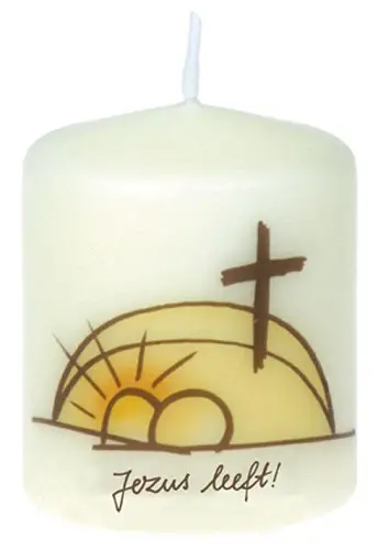 Stompkaarsje Jezus leeft 6/5cm